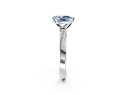 Side Accent Engagement Ring Setting for Fancy Blue Pear-Shaped Center with Accent Shoulders and Prong Head in White Gold