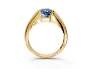 Tension Engagement Ring Setting for Fancy Blue Radiant Cut Center with Wide Tapered Band and Tension Head in Yellow Gold