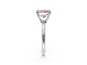 Minimalist Solitaire Engagement Ring Setting for Fancy Pink Radiant Cut Center with Thin Band and Prong Head in White Gold