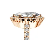 Halo Engagement Ring Setting for Marquise Center with Inner Milgrain Border and Prong Head in Rose Gold