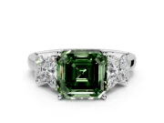 Floral Engagement Ring Setting for Fancy Green Asscher Cut Center with Marquise Cluster Shoulders and Prong Head in Sterling Silver