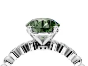 Solitaire Engagement Ring Setting for Fancy Green Round Cut Center with Bezel-Dot Beaded Band and Prong Head in White Gold
