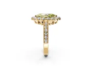 Halo Engagement Ring Setting for Fancy Yellow Marquise Center with Milgrain Channel Band and Prong Head in Yellow Gold