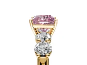 5 Stone Engagement Ring Setting for Fancy Pink Princess Cut Center with Graduated Accents and Prong Head in Yellow Gold