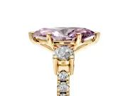 3 Stone Engagement Ring Setting for Fancy Pink Marquise Center with Round Cut Side Accents and Prong Head in Yellow Gold