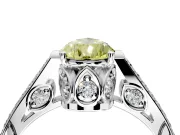 Cathedral Engagement Ring Setting for Fancy Yellow Pear-Shaped Center with Antique-Style Pave Band and Prong Head in Sterling Silver