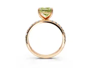 Solitaire Engagement Ring Setting for Fancy Yellow Princess Cut Center with Micro Pave Band and Prong Head in Rose Gold