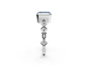 Milgrain Bezel Engagement Ring Setting for Fancy Blue Asscher Cut Center with Marquise Stations and Bezel Head in Platinum