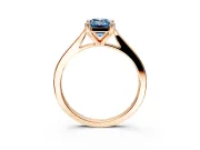 Solitaire Engagement Ring Setting for Fancy Blue Emerald Cut Center with Tapered Shoulders and Prong Head in Rose Gold