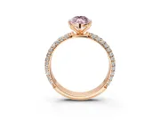 Solitaire Engagement Ring Setting for Fancy Pink Marquise Center with Domed Multi-Row Pave Band and Prong Head in Rose Gold