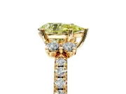 Paired Accent Engagement Ring Setting for Fancy Yellow Pear-Shaped Center with Pave Band and Prong Head in Yellow Gold