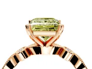 Solitaire Engagement Ring Setting for Fancy Yellow Princess Cut Center with Milgrain Bezel Accents and Prong Head in Rose Gold