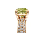 Solitaire Engagement Ring Setting for Fancy Yellow Cushion Cut Center with Multi-Row Pave Accents and Basket Head in Rose Gold