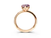 Solitaire Engagement Ring Setting for Fancy Pink Heart-Shaped Center with Scrollwork Band and Prong Head in Rose Gold