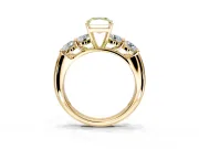 5 Stone Engagement Ring Setting for Fancy Yellow Radiant Cut Center with Graduated Accents and Prong Head in Yellow Gold
