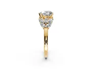 Leaf Cluster Engagement Ring Setting for Heart-Shaped Center with Marquise Accents and Prong Head in Yellow Gold