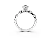Solitaire Engagement Ring Setting for Marquise Center with Bezel Station Band and Prong Head in Platinum