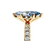 Solitaire Engagement Ring Setting for Fancy Blue Marquise Center with Fine Pave Band and Claw Prong Head in Yellow Gold
