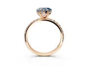 Solitaire Engagement Ring Setting for Fancy Blue Heart-Shaped Center with Micro Pave Band and Prong Head in Rose Gold