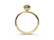 Hidden Halo Engagement Ring Setting for Fancy Green Pear-Shaped Center with Thin Round-Wire Band and Prong Head in Yellow Gold