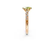 Cluster Engagement Ring Setting for Fancy Yellow Oval Center with Round Cut Accent Band and Prong Head in Rose Gold