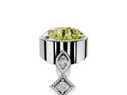 Milgrain Bezel Engagement Ring Setting for Fancy Yellow Round Cut Center with Marquise Stations and Bezel Head in Sterling Silver
