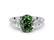 3 Stone Engagement Ring Setting for Fancy Green Oval Center with Large Pear-Shaped Accents and Prong Head in Platinum