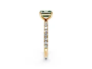 Solitaire Engagement Ring Setting for Fancy Green Asscher Cut Center with Micro Pave Band and Prong Head in Yellow Gold