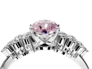 Cluster Engagement Ring Setting for Fancy Pink Pear-Shaped Center with 2-Row Shoulder Clusters and Prong Head in White Gold
