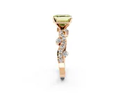 Solitaire Engagement Ring Setting for Fancy Yellow Asscher Cut Center with Bar-Station Pave Twist and Prong Head in Rose Gold