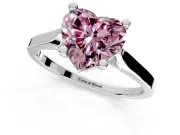 Solitaire Engagement Ring Setting for Fancy Pink Heart-Shaped Center with Tapered Shoulders and Prong Head in Platinum