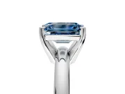 Solitaire Engagement Ring Setting for Fancy Blue Emerald Cut Center with Wire Band and Prong Head in White Gold