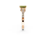 Solitaire Engagement Ring Setting for Fancy Yellow Emerald Cut Center with Crossover Accents and Prong Head in Rose Gold