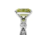 Solitaire Engagement Ring Setting for Fancy Yellow Emerald Cut Center with Milgrain Bezel Accents and Prong Head in Platinum