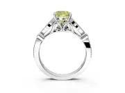 Solitaire Engagement Ring Setting for Fancy Yellow Cushion Cut Center with Marquise and Bezel Accents and Prong Head in Sterling Silver