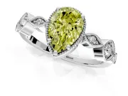 Vintage Station Engagement Ring Setting for Fancy Yellow Pear-Shaped Center with Accents and Prong Head in Sterling Silver