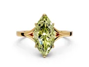 Solitaire Engagement Ring Setting for Fancy Yellow Marquise Center with Plain Split Shank and Prong Head in Yellow Gold