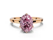 Solitaire Engagement Ring Setting for Fancy Pink Oval Center with Plain Band and Tulip Prong Head in Rose Gold