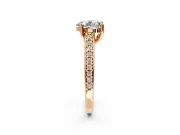 Solitaire Engagement Ring Setting for Heart-Shaped Center with Pave Cathedral Band and Prong Head in Rose Gold