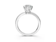 Solitaire Engagement Ring Setting for Cushion Cut Center with Plain Band and Tulip Prong Head in Sterling Silver