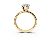 Solitaire Engagement Ring Setting for Heart-Shaped Center with XO Engraved Band and Prong Head in Yellow Gold