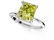 Minimalist Solitaire Engagement Ring Setting for Fancy Yellow Radiant Cut Center with Thin Band and Prong Head in Sterling Silver