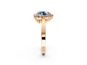Starburst Halo Engagement Ring Setting for Fancy Blue Heart-Shaped Center with Flat Cathedral Band and Prong Head in Rose Gold