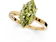 Hidden Halo Engagement Ring Setting for Fancy Yellow Marquise Center with Wide Flat Plain Band and Prong Head in Yellow Gold