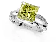 Solitaire Engagement Ring Setting for Fancy Yellow Princess Cut Center with Pave and Plain Crossover Band and Prong Head in Platinum