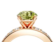 Solitaire Engagement Ring Setting for Fancy Yellow Round Cut Center with Channel-Set Accents and Prong Head in Rose Gold