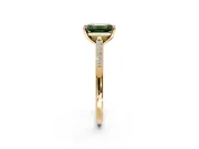 Solitaire Engagement Ring Setting for Fancy Green Emerald Cut Center with Channel Accents and Prong Head in Yellow Gold