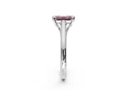 Solitaire Engagement Ring Setting for Fancy Pink Emerald Cut Center with Cathedral Band and Prong Head in White Gold