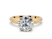 Solitaire Engagement Ring Setting for Round Cut Center with Wide Knife Ridge Band and Prong Head in Yellow Gold