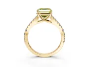 Solitaire Engagement Ring Setting for Fancy Yellow Asscher Cut Center with Pave Split Shank and Prong Head in Yellow Gold
